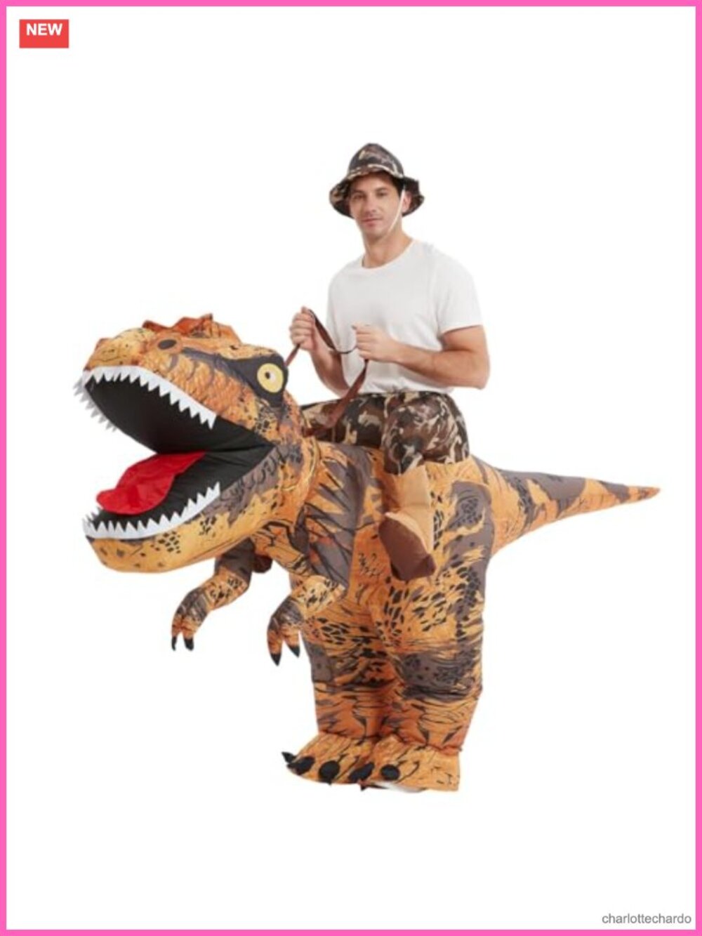 Inflatable Dinosaur Costume Adults T-Rex Polyester Halloween Cosplay Outfit
